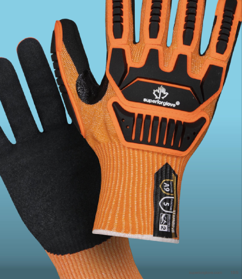 Superior Glove® TenActiv™ STXPNRPVB Micropore Nitrile Coated Hi-Vis A9 Cut Impact Gloves